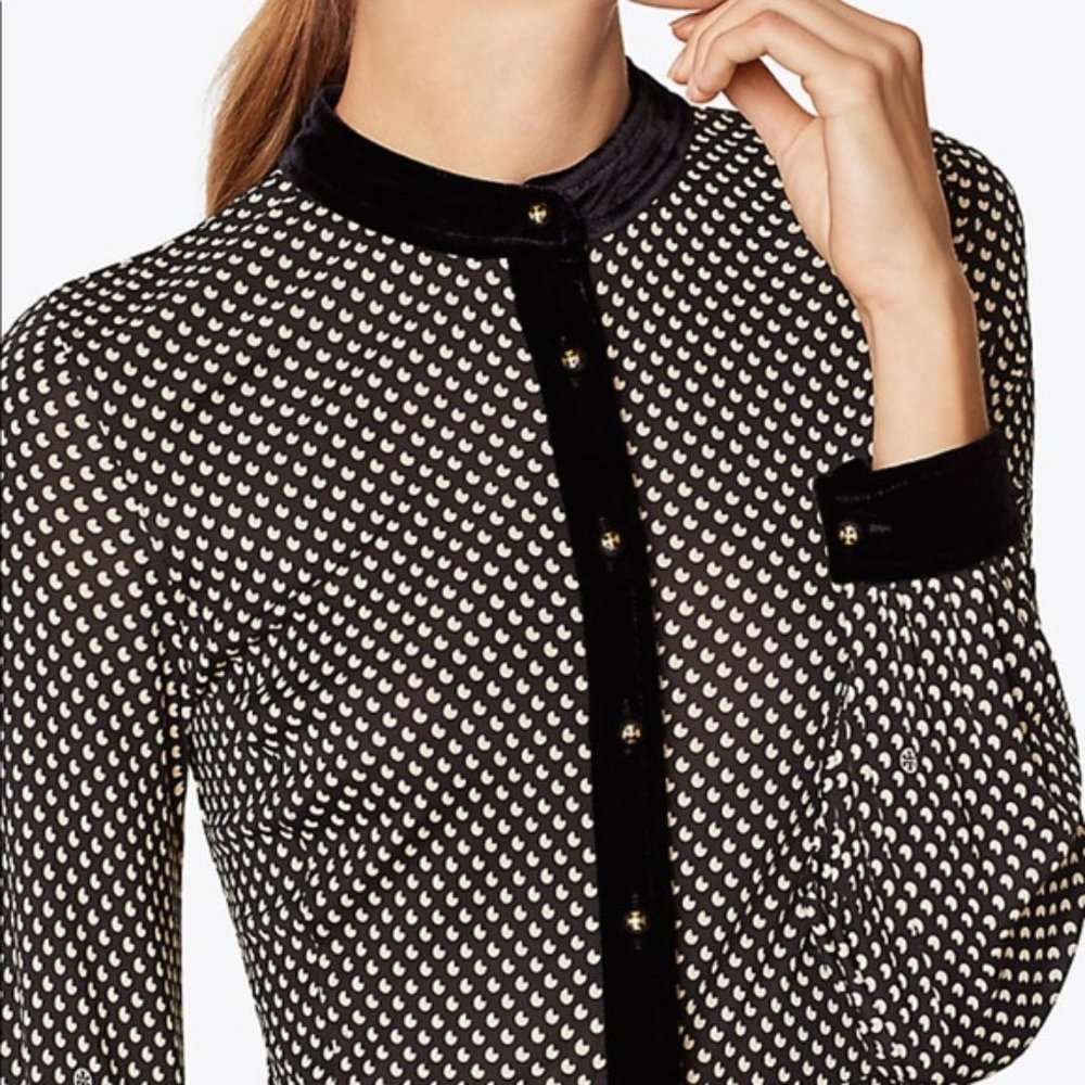 NWT Tory Burch Anja "Black Jazz Dot" Dress S